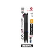 Zebra Pen 49802 G-750 Gel Pen, Retractable, Medium 0.7 Mm, Black; Blue Ink, Black Barrel, 2/pack