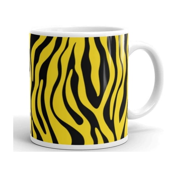Zebra Gift - Zebra Coffee Mug - Yellow and Black Zebra Print - Animal Gift.