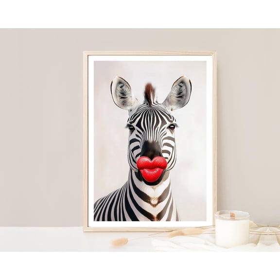 Zebra Glam Fashion Wall Art Print, Unframed Paper Poster 8x10in