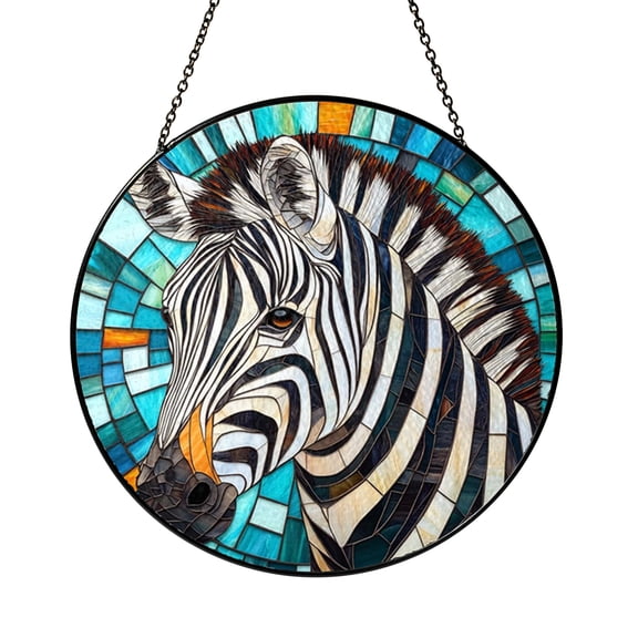 Zebra Head Illustration Glass Window Hanging – Home Decor2101