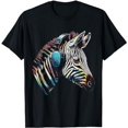 thumbnail image 1 of Zebra Headphones Artwork | Music Animal Motif Zebra T-Shirt, 1 of 3