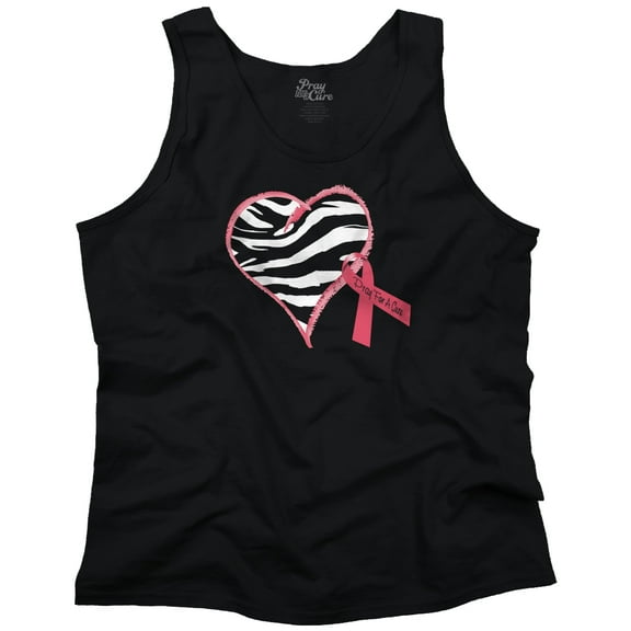 Zebra Heart Breast Cancer Awareness Tank Top Tee Shirt Women Brisco Brands S