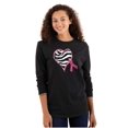 thumbnail image 1 of Zebra Heart Breast Cancer Awareness Women Plus Size Long Sleeve Graphic Tee Brisco Brands 3X, 1 of 5