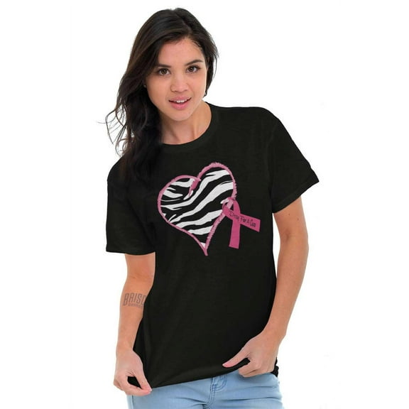 Zebra Heart Breast Cancer Awareness Women's Graphic T Shirt Tees Brisco Brands L