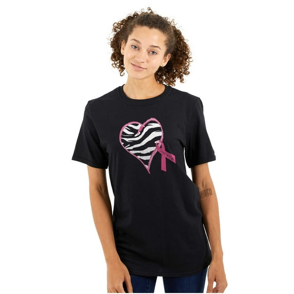 Zebra Heart Breast Cancer Awareness Women's Graphic T Shirt Tees Brisco Brands S