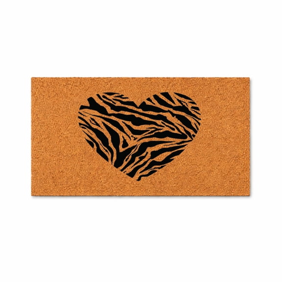 Zebra Heart Doormat, Zebra Stripe Animal Print Welcome Mat, Front Door Entry Rug, Housewarming Gift, New Home Closing Gift 2016 (24x48 inches) 2016