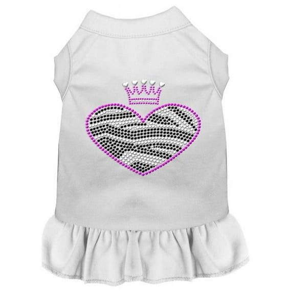 Zebra Heart Rhinestone Dog Dress, White - 4X