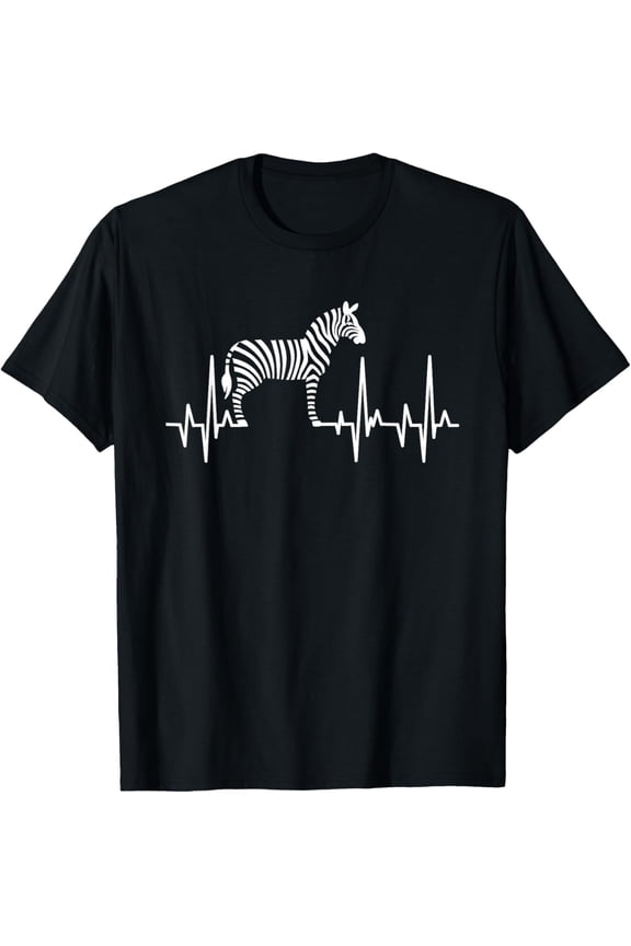 Zebra Heartbeat Funny Striped Black White Animal Lover Gift T-Shirt