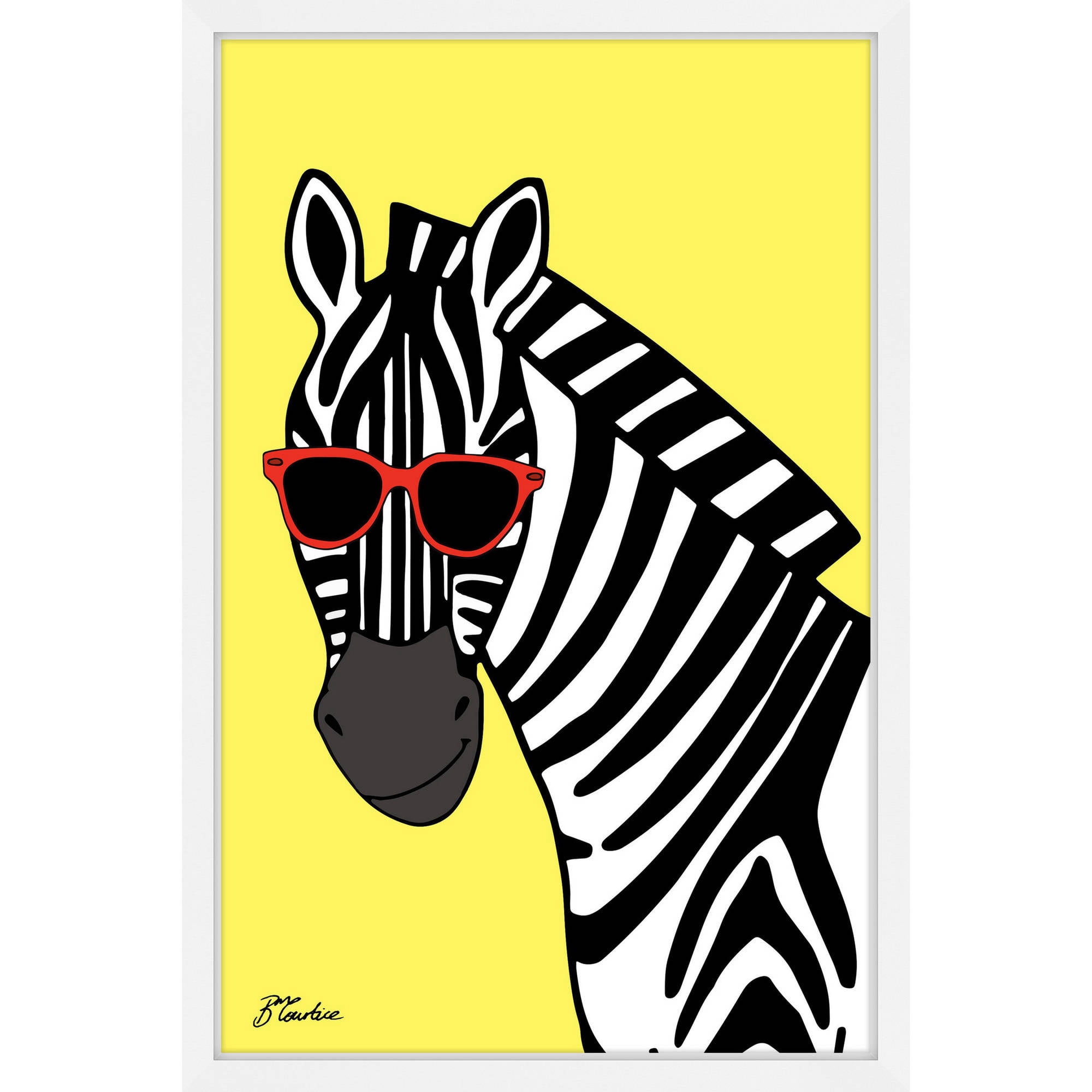 "Zebra Hippy Head" Framed Painting Print