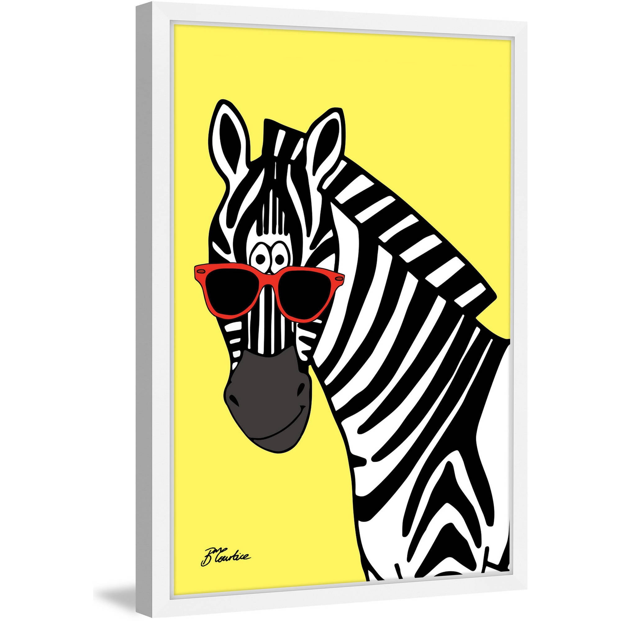 "Zebra Hippy Head" Framed Painting Print