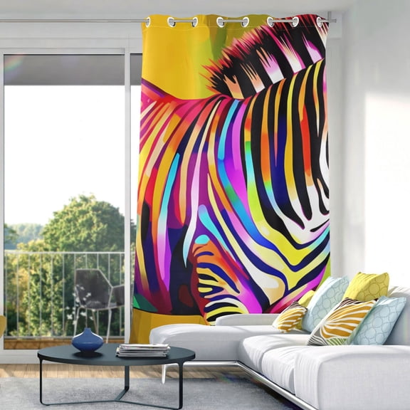 Zebra Horse Colorful Blackout Curtain Panels Drapes Privacy Assured with Light Filtering Curtains for Living room Bedroom Bathroom Window
