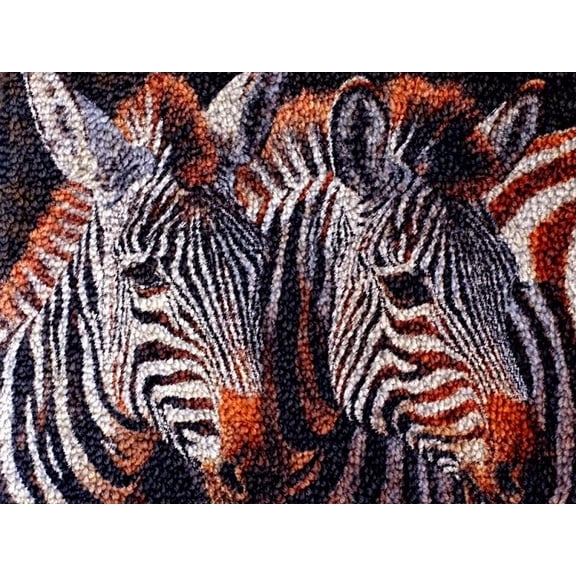 Zebra Horse Latch Hook Kits Rug DIY Cushion Tapestry Making Crochet Hook Mat Making Kits Color Preprinted Pattern Canvas DIY Carpet Needlework Crochet Kits 52x38cm (series-178)