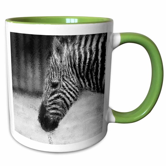 3drose, Zebra in Black and White, 11oz Two-tone Green Mug