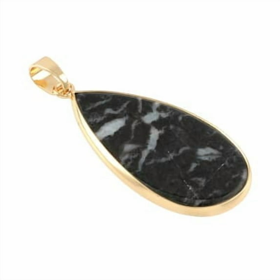 Zebra Jasper Teardrop Pendant by Bead Landing – 40mm x 20mm Gold-Finished Nickel-Free Natural Stone Charms for DIY Necklaces & Jewelry - 12 Pack
