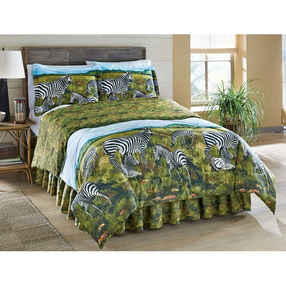 Zebra, Jungle, Safari, African Full Comforter & Sheet Set (8 Piece Bed In A Bag)