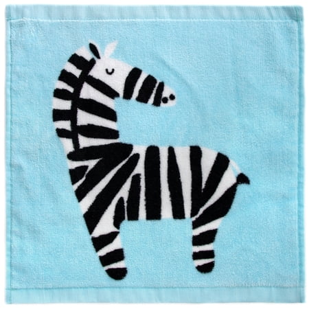 Zebra Kids 2-Piece Bath Towel and Wash Cloth Set, Cotton, Blue, Your Zone