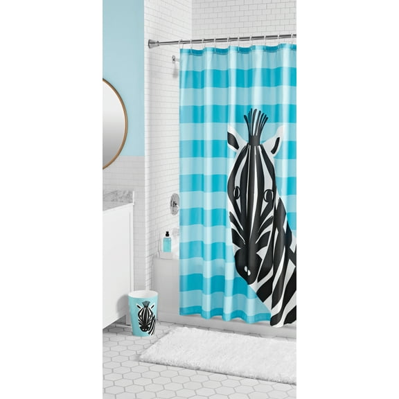 Zebra Kids Bathroom and Bedroom Trash Can, 1.6 gal, Plastic, Blue, Your Zone