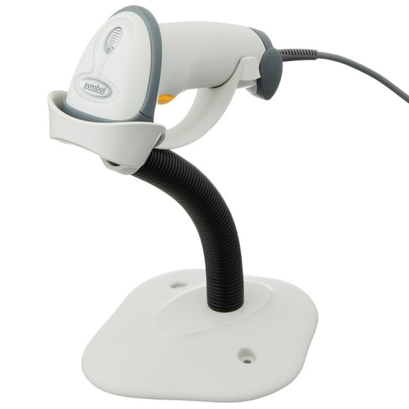 Zebra LS2208 Series Corded Handheld Standard Range Laser Scanner Kit with Gooseneck Stand and Cable Cash Register White