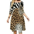 thumbnail image 1 of Zebra Leopard Animal Print Texture Pattern Flare Dress Square Neck Dress Elegant Female Fashion Printed Dress, 1 of 9