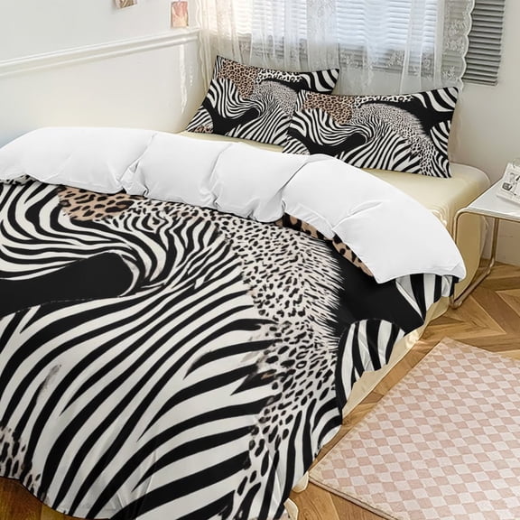 Zebra Leopard Print Mix Bedding Set Couple Bedclothes Pillowcase Customized Home Textiles Bed Set for Bedroom Decoration