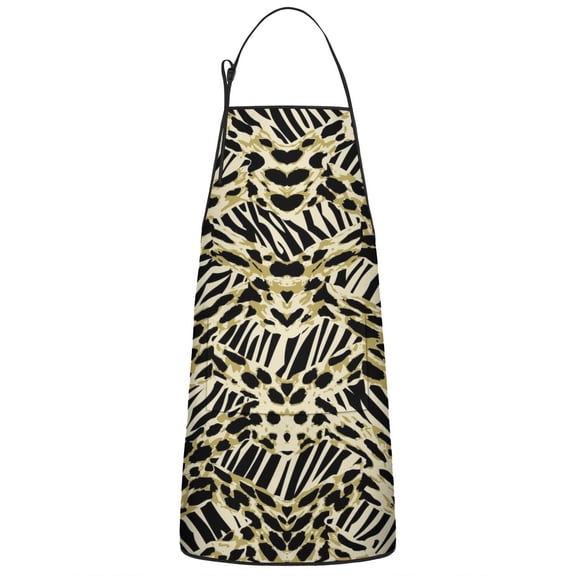 Zebra and Leopard Print Pattern Apron-Garden Aprons for Women with Pockets-Cotton Linen Waterproof Kitchen Cooking Gardening Aprons Adjustable for Kitchen,Cooking,BBQ and Salon 33x27 Inch