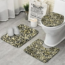 Zebra and Leopard Print Pattern Bathroom Rugs Sets 3 Piece,Toilet Cover Set,Absorbent Non Slip Bathroom Mats Sets with U-Shaped Contour Rug Toilet Rug Set
