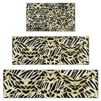 Zebra and Leopard Print Pattern Kitchen Rugs Sets Of 3,Kitchen Runner Rugs Non Skid Washable,Decorative Kitchen Floor Mats for Kitchen,Sink,Laundry,17"x30" 17"x47" 17"x59"