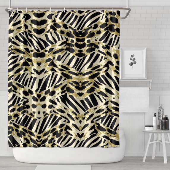 Zebra and Leopard Print Pattern Shower Curtain 84"x72" ,Bathroom Decorative Shower Curtains Set with 12 Hooks,Modern Waterproof Washable Shower Curtain