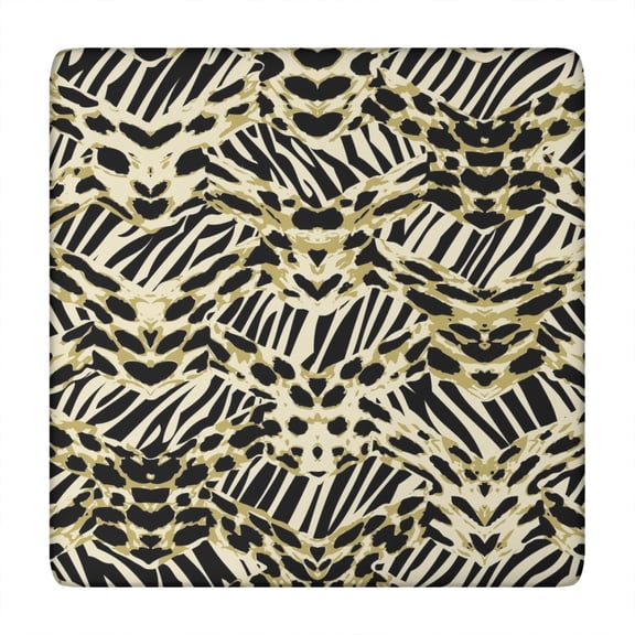 Zebra and Leopard Print Pattern Square Fitted Tablecloth with Elastic Edge,Square Table Cover,Washable Elastic Table Cover for Home Kitchen Party Decor 34"x34"