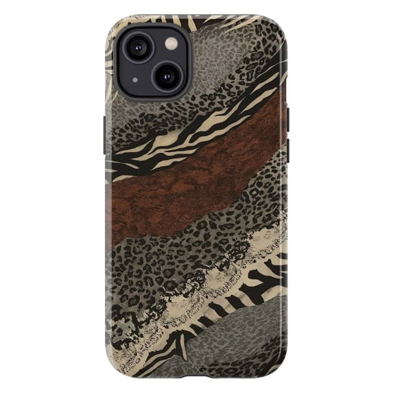 Zebra Leopard Print Phone Case, Dark Mixed Animal Safari Cheetah Fur Texture Cover for iPhone 17 16 15 14 13 12 11 Plus Pro Max Mini