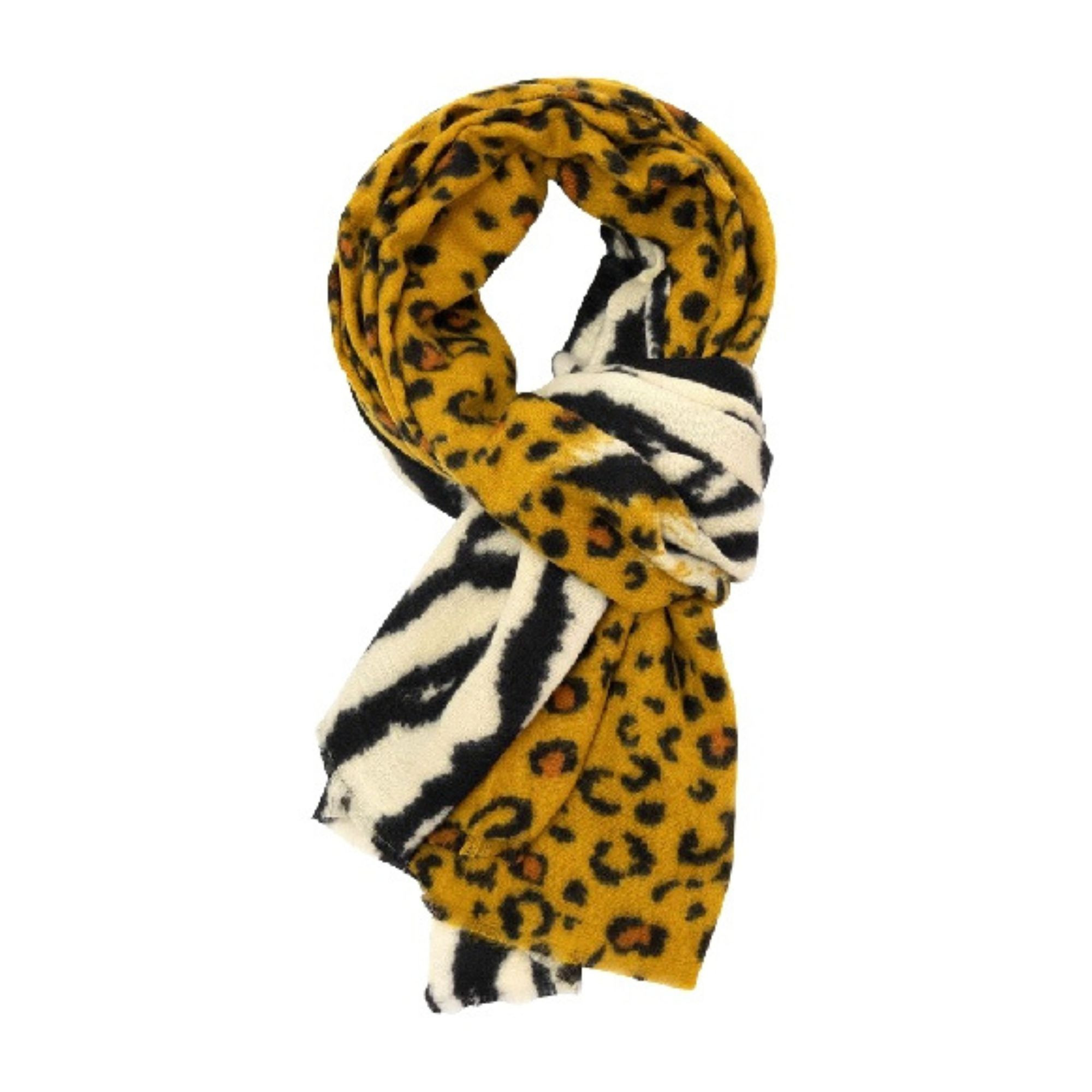 Leopard Animal Print Wide Infinity Scarf (Khaki)