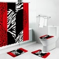thumbnail image 1 of Zebra Leopard Print Shower Curtains Bath Mats Stripe Fashion Bathroom Curtain Non Slip Rug Toilet Cover Floor Luxury Carpet Sets, 1 of 5