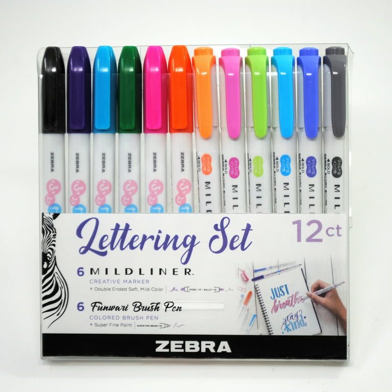 Zebra Lettering Set- Mildliner/Funwari 12 Pack