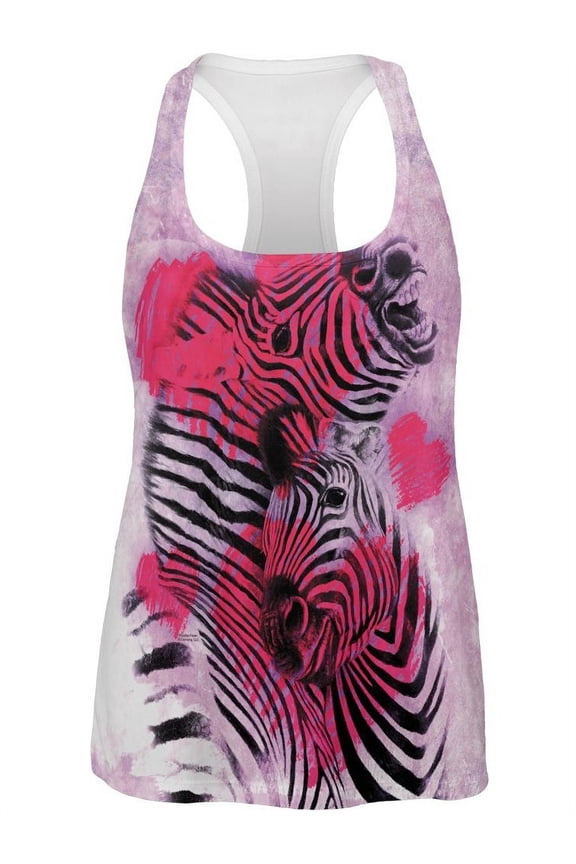 Zebra Lovers Valentines Hearts All Over Womens Work Out Tank Top Multi SM
