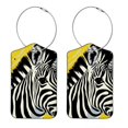 thumbnail image 1 of Zebra Luggage Tag, Travel Tags, Handbag Tag - Square PU Leather 2 Pack with Privacy Cover and Stainless Steel Ring - Suitable for Travel, Backpack, Handbag [Amazon Approved], 1 of 7