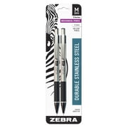Zebra Pen M-301 Stainless Steel Mechanical Pencil, Fine Point, 0.5mm, HB Lead, Black Grip, 2-Count