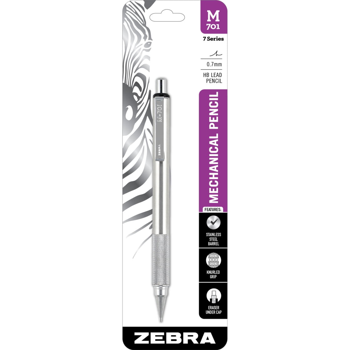 Zebra Pen M-701 Stainless Steel Mechanical Pencil, 0.7mm