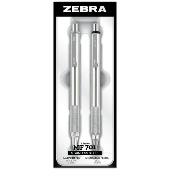 Zebra M/F 701 Stainless Steel Mechanical Pencil and Ballpoint Pen Gift Set