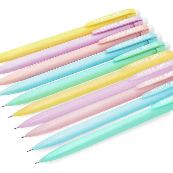 Zebra MP Mechanical Pencil - 0.5mm Fine Nib - Graphite Lead - Pastel Set of 10