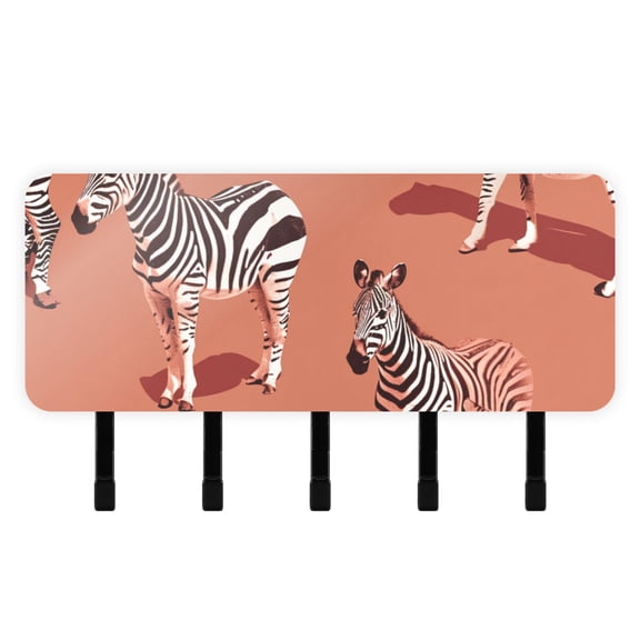 Zebra Mail Holder Organizer Wall Mount with Shelf Key Holder Key Rack with 5 Key Hooks for Wall Decorative