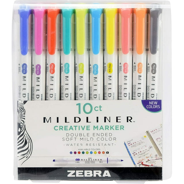 Zebra Mildliner Double-Ended Highlighters - 3 Pink Set With Chisel & Fine Tips For Note Taking