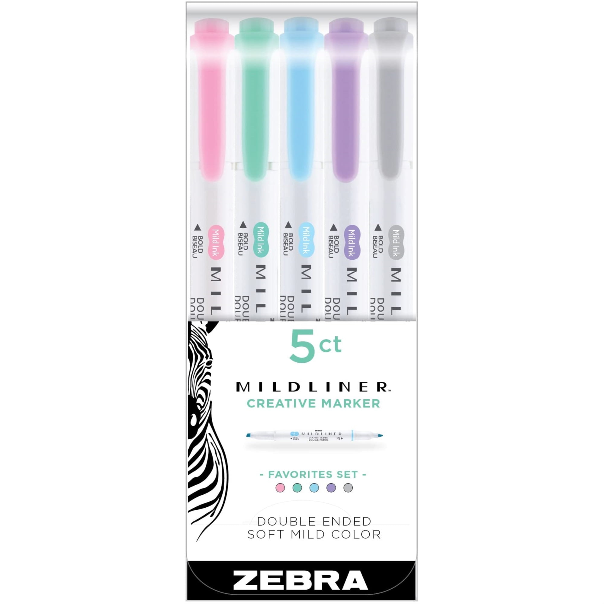 Zebra Mildliner Creative Marker Highlighter Pens - Double Ended - Pretty in Pink and Purple Set