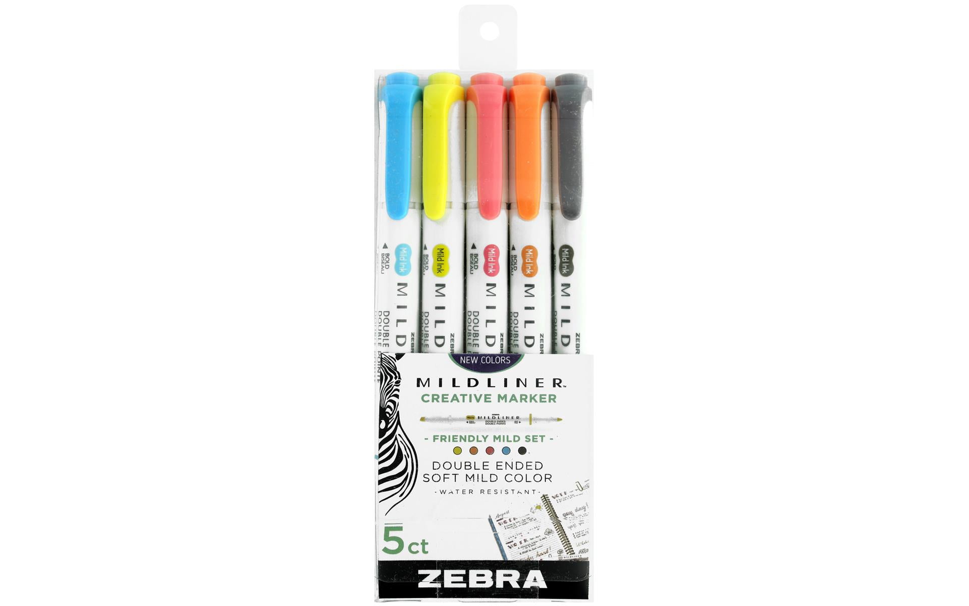 Zebra Mildliner Double-Ended Highlighter Set, 5-Colors, Friendly 