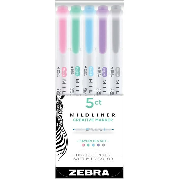Zebra Pen Mildliner Double Ended Highlighter Top Sellers Assorted 5Pk