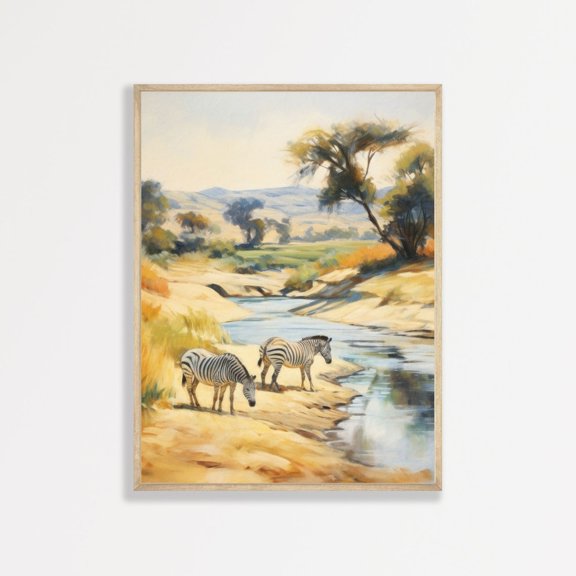 Zebra Painting Wall Art Retro Safari Animal Poster