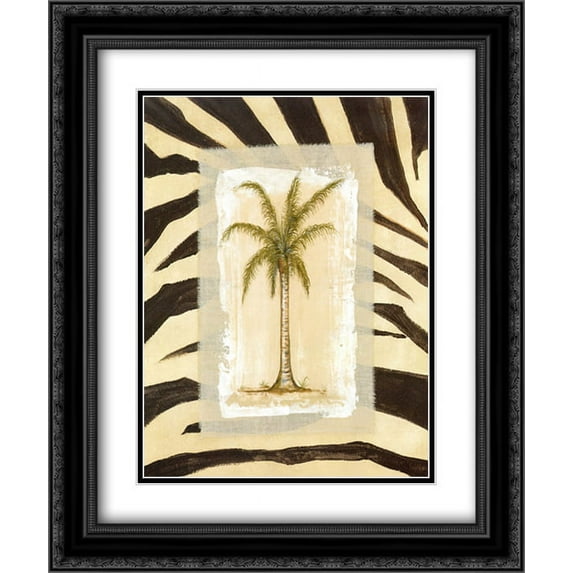 Zebra Palm II 2x Matted 15x18 Black Ornate Framed Art Print by Marie Frederique