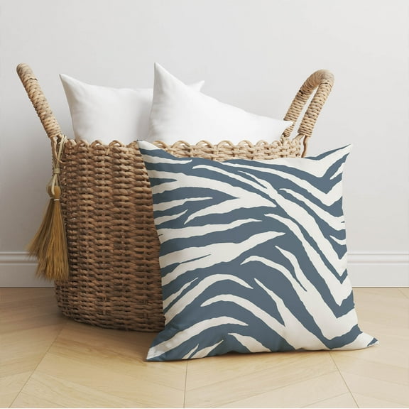 Zebra Patch Blue Throw Pillow