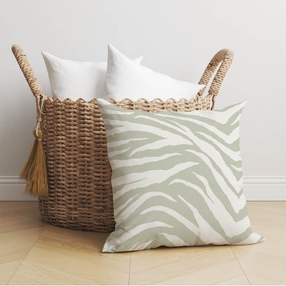 Zebra Patch Light Green Throw Pillow