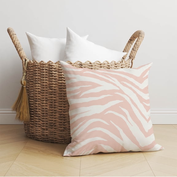 Zebra Patch Pink Throw Pillow