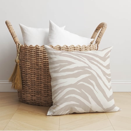 Zebra Patch Taupe Throw Pillow